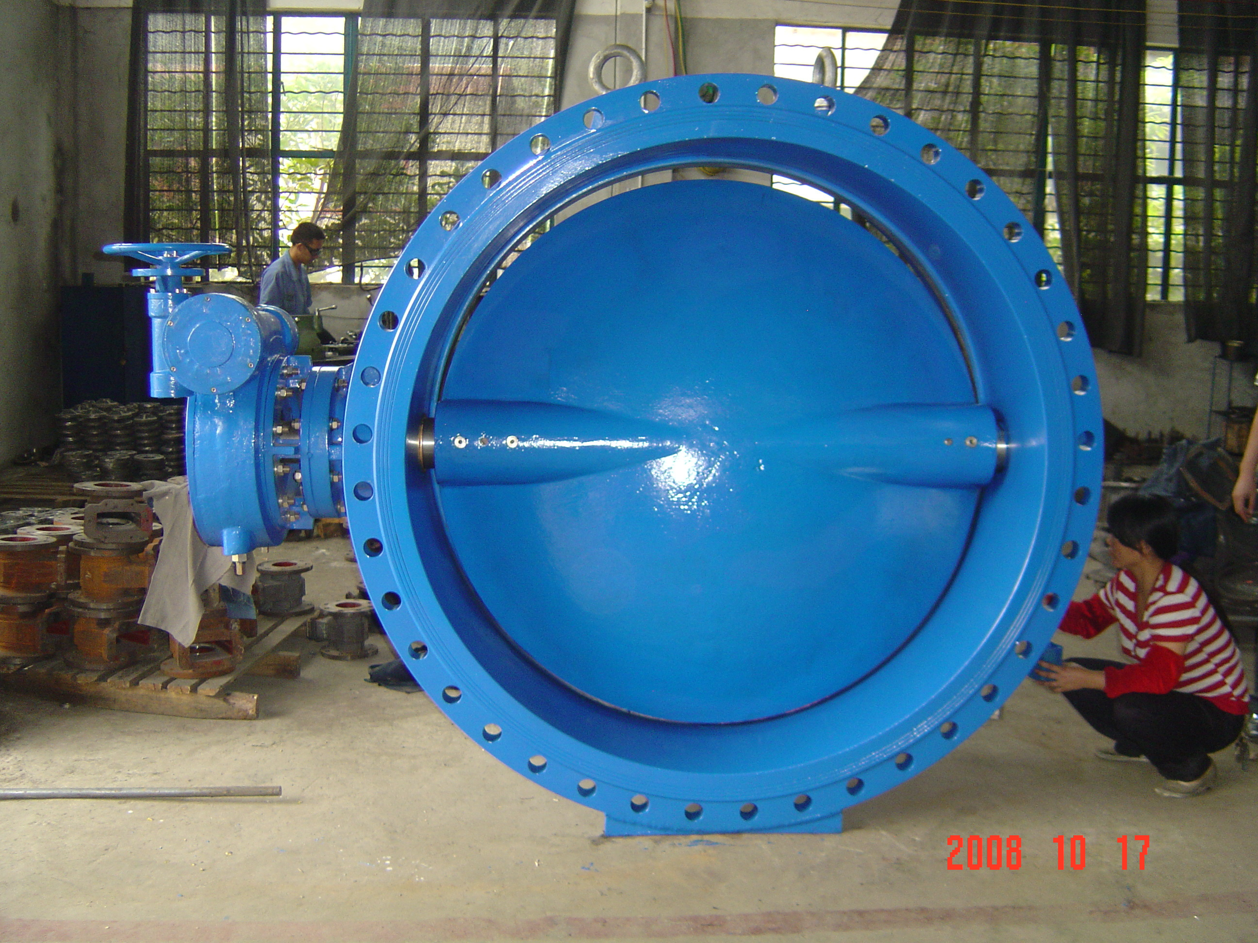 Eccentric PN16 double Flanged ductile iron Butterfly Valve with gear box operator