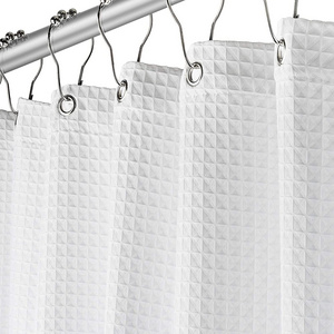 Sunwin Waterproof Custom Bathroom Shower Curtain With Mildew Resistant Matt Waffle Spa Polyester Shower Curtains