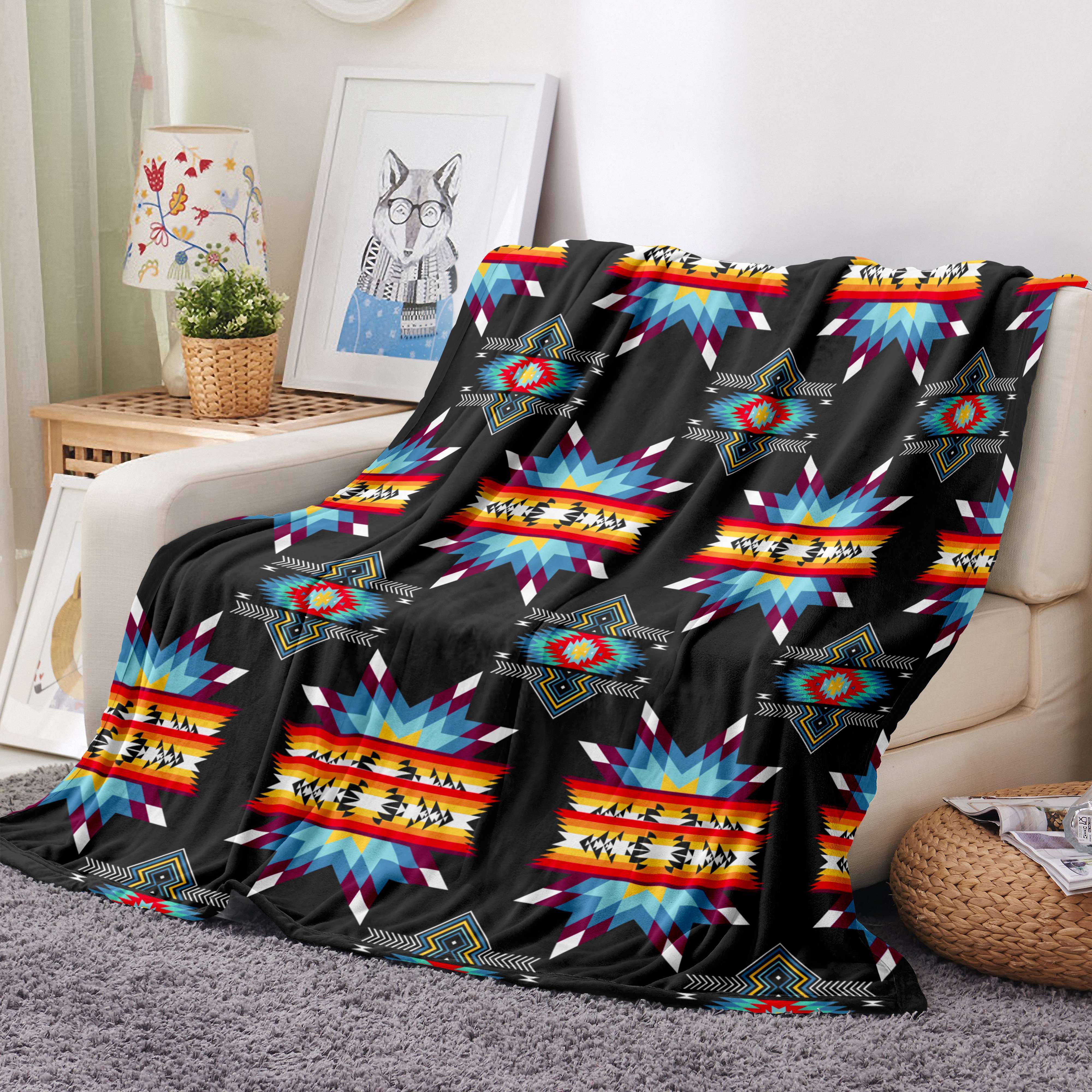 Custom Flannel Southwest Horizon Rustic Fleece Throw Blanket Brown Aztec Blankets for Home