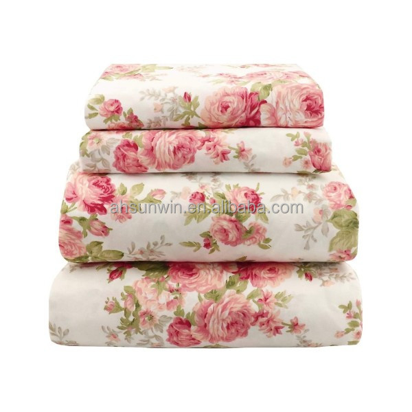 Beautiful Floral Pink  Bedding Super Soft Comfort 100% Polyester Bed Sheets Set for Home