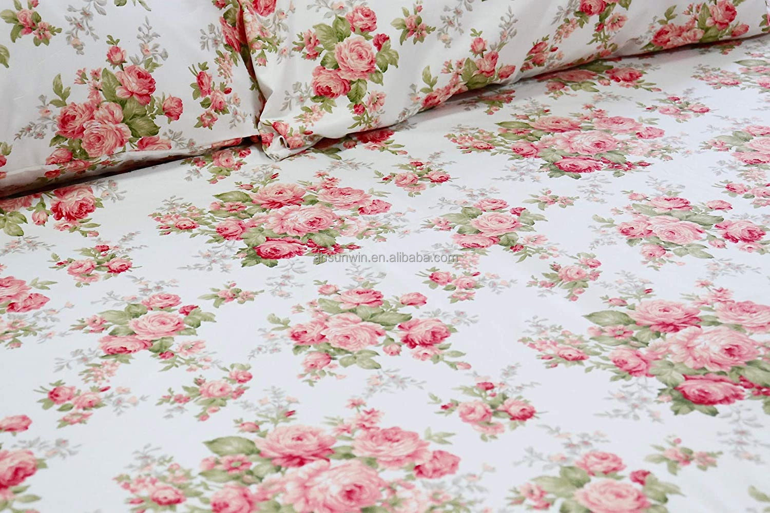 Beautiful Floral Pink  Bedding Super Soft Comfort 100% Polyester Bed Sheets Set for Home