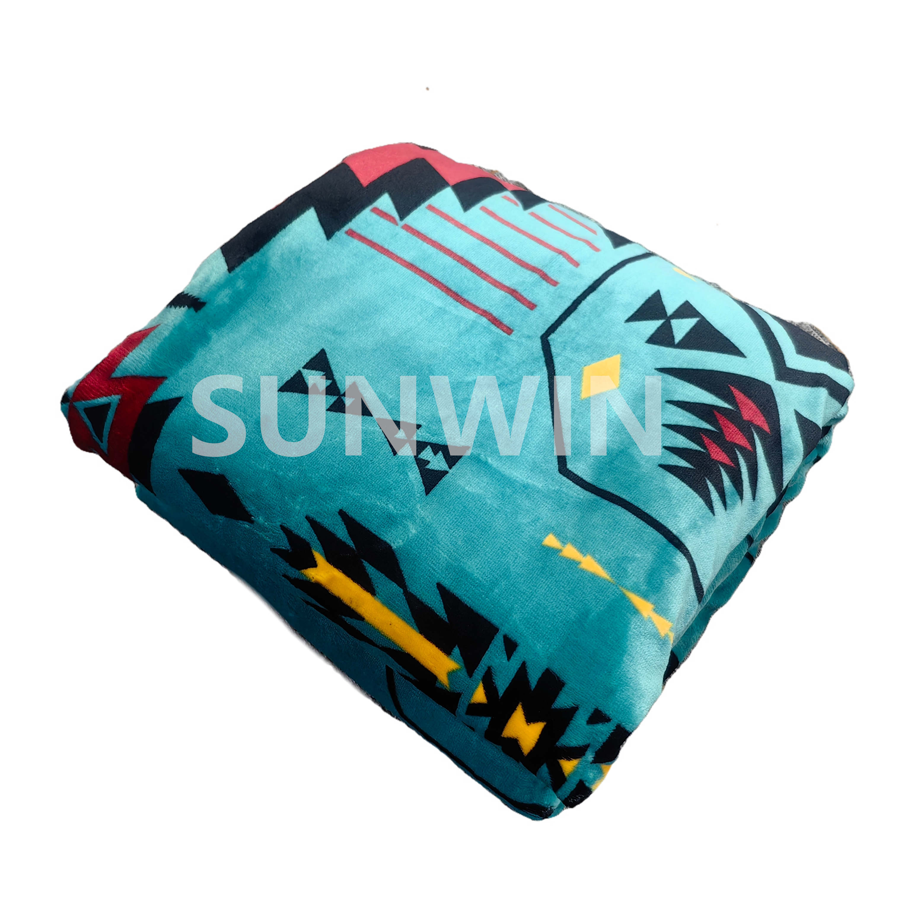 Southwest Native American Flannel Microfiber Throw Blanket, Indian Tribal Aztec Geometry Travel  Bed Plush Blanket