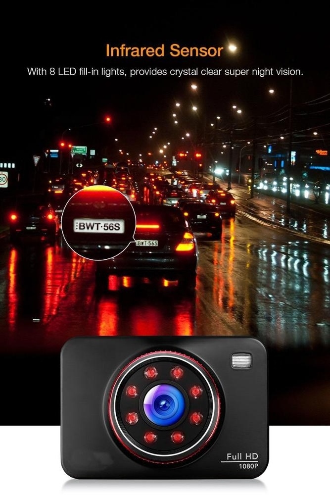 Video camera car , 2.7 inch IPS touch screen 1080P Full HD  WDR 8 IR LED  parking monitor super night vision car camera dvr