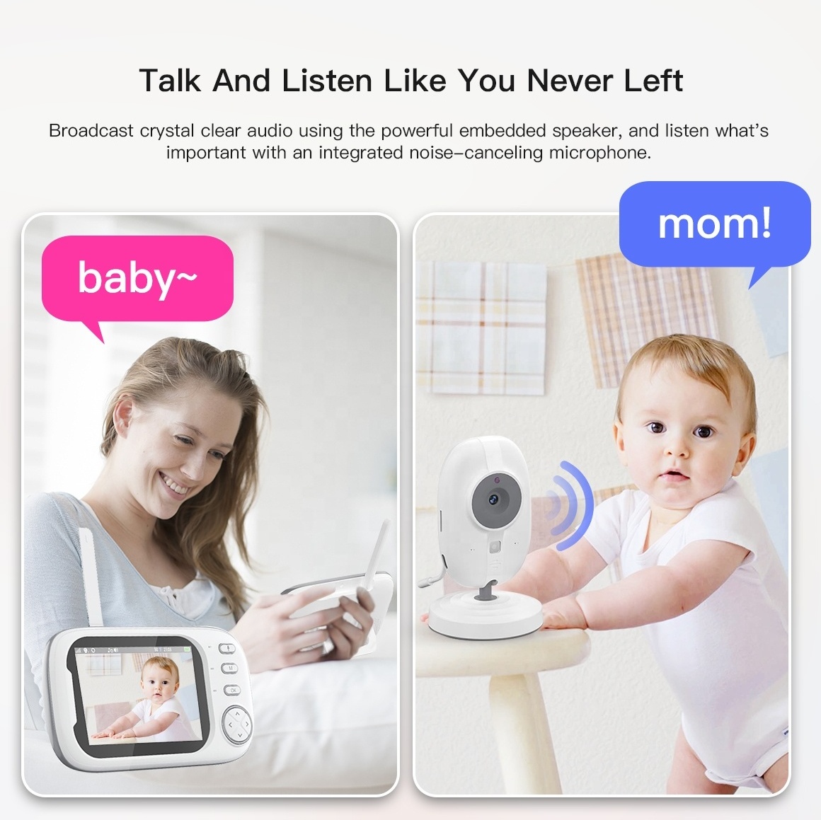 VB603Pro 720P HD 3.5Inch Screen Temperature With Cry Sound Detection Two Way Talk 2.4G wireless Baby Phone Camera Baby monitor