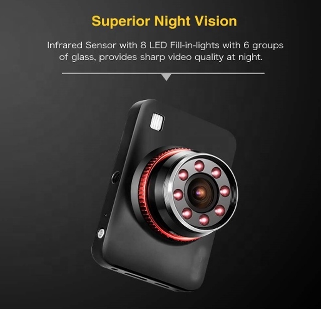 Video camera car , 2.7 inch IPS touch screen 1080P Full HD  WDR 8 IR LED  parking monitor super night vision car camera dvr