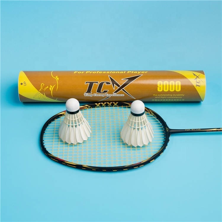 TCX 9000 Yellow TCX BRand Goose Feather Badminton Shuttlecock Nice for Training