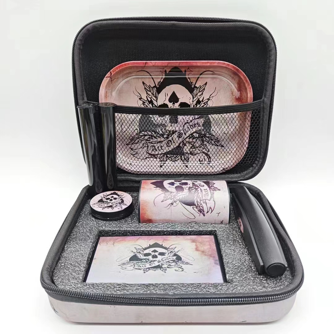 Smoke Kit Portable Rolling Cigarette Herb Grinder Set With Metal Tray Smoking box Accessories