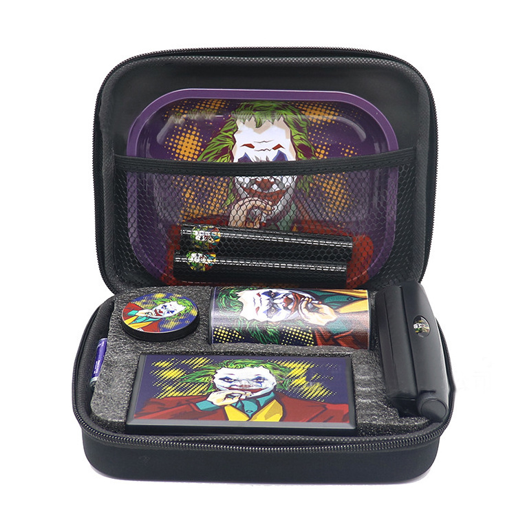 Smoke Kit Portable Rolling Cigarette Herb Grinder Set With Metal Tray Smoking box Accessories