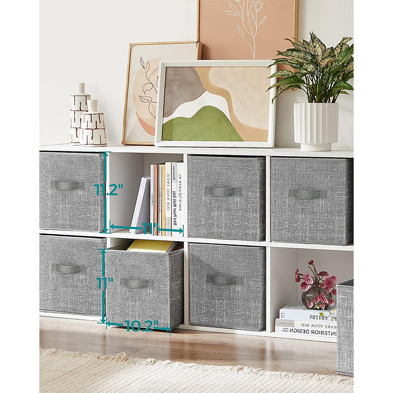 Gray Storage Cubes Foldable Cube Storage Bin Quilt Bottom Storage Box with Double Handles Closet Organizers for Shelves