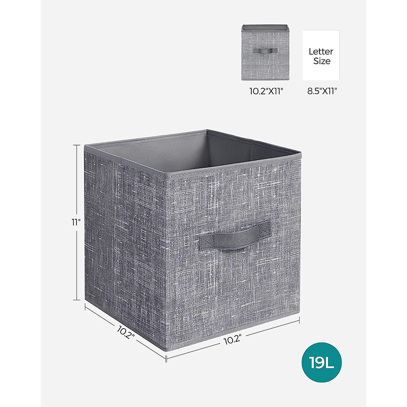 Gray Storage Cubes Foldable Cube Storage Bin Quilt Bottom Storage Box with Double Handles Closet Organizers for Shelves