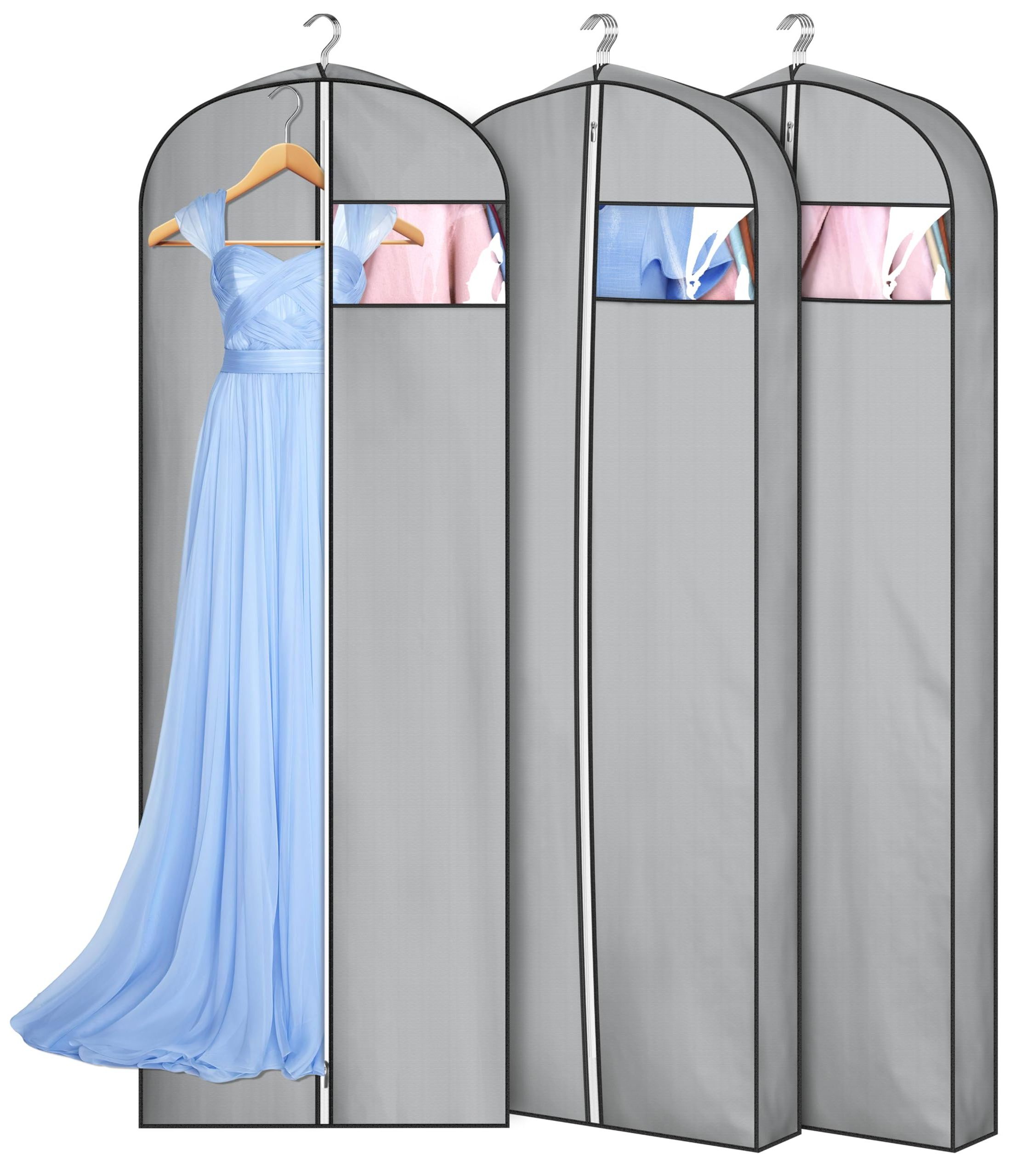 Gusseted Garment Bags for Hanging Clothes Dress Cover for Gowns Long Waterproof Garment Cover for Closet