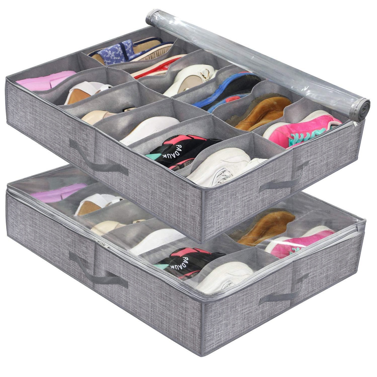 Non Woven Wave Storage Box Closet Storage Bag Adjustable Dividers for Shoes Storage Bin Box Clear Shoe Organizer 