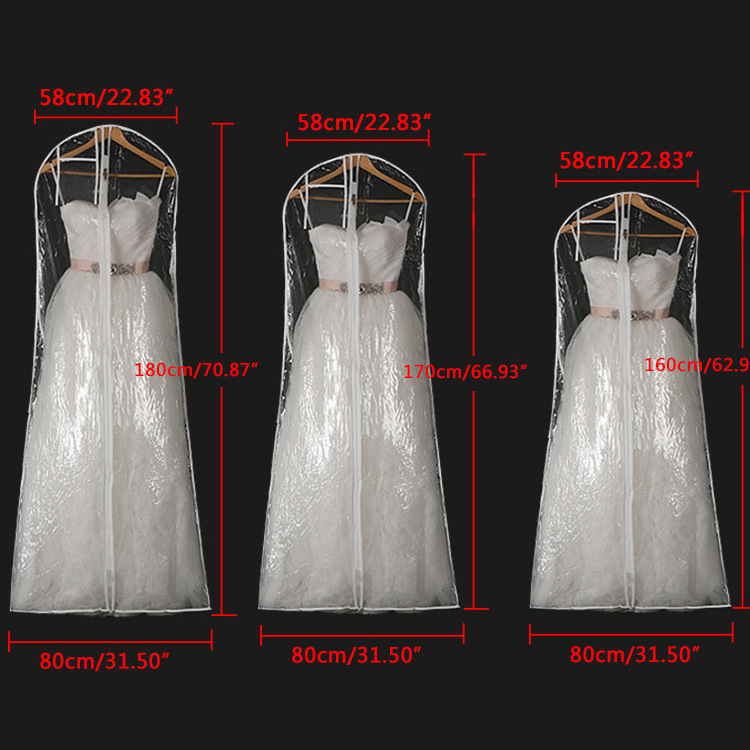 China Wholesale PVC Plastic Dust Bridal Wedding Dress Bag Women's Long Dress Evening Gowns Portable Zip Garment Dress Cover