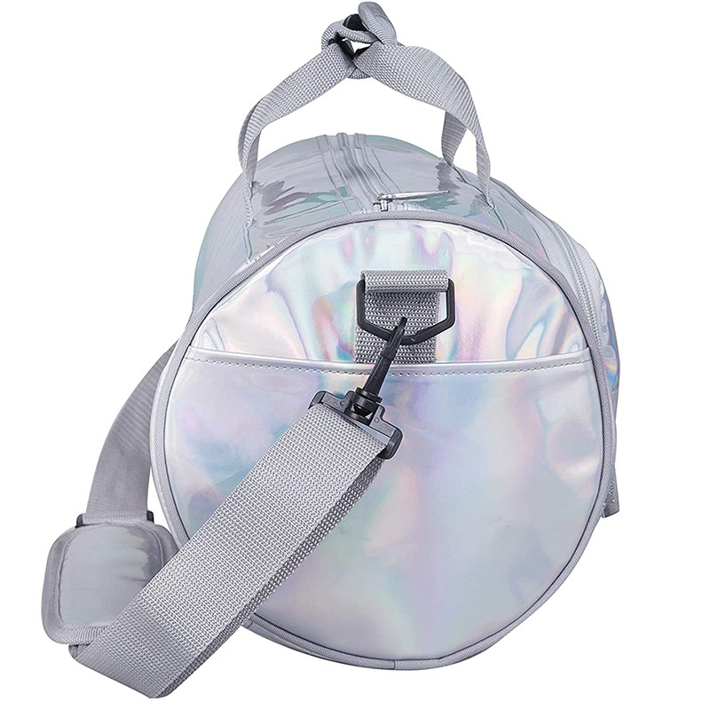 Custom Small Kids Dance Tote Shoulder Duffle Shiny Neon Holographic Duffle Bag For Sports Gym Dance