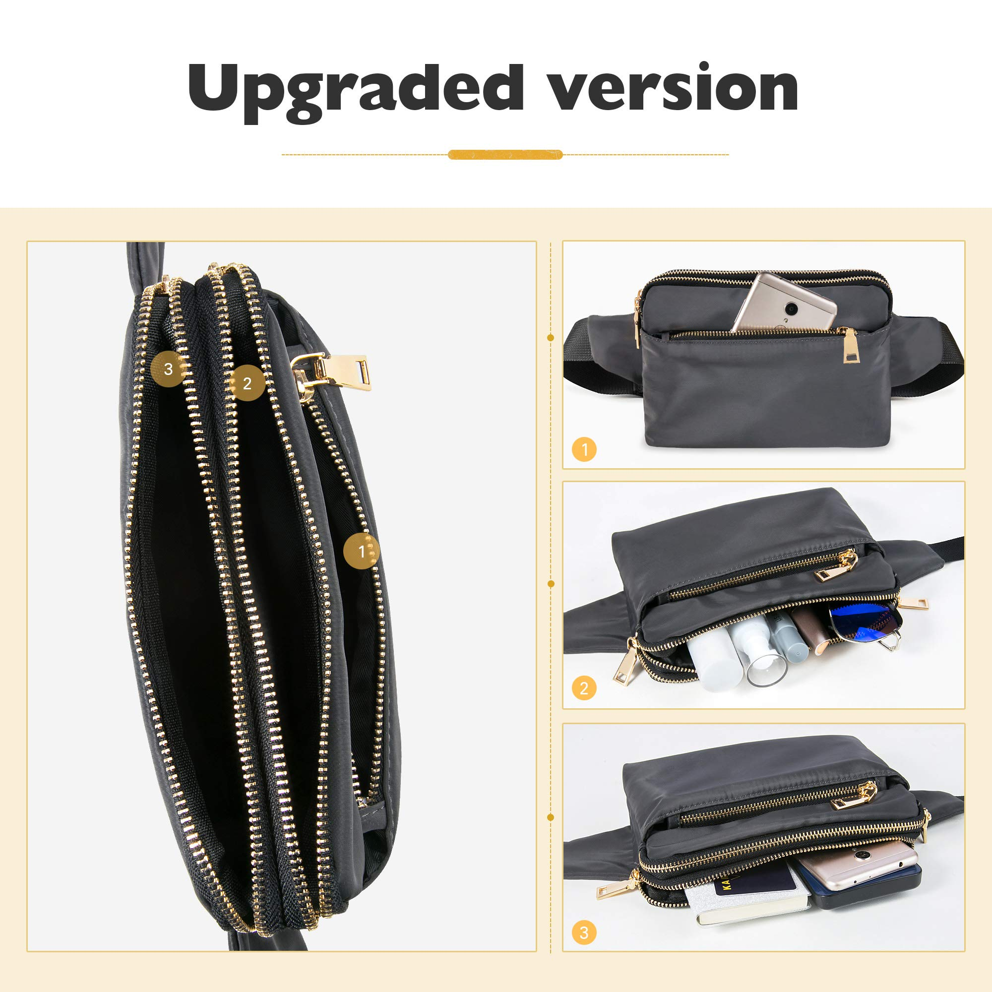 Fanny Packs Women Men Waist Bag Fanny Pack Girls Boys Teens Multi-Pockets Casual Hip Bum Bags Belt Bag for Travel Hiking