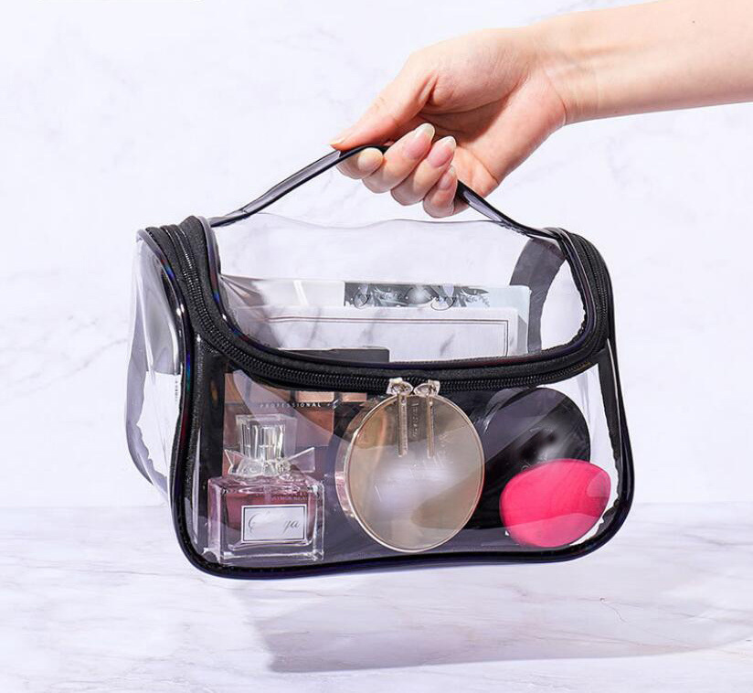 Custom Clear TPU Toiletry Bag Tote Travel Portable Waterproof Bath Cosmetic Bag PVC Transparent Zipper