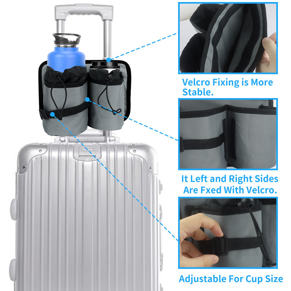 New Arrival Luggage Travel Cup Holder Custom LOGO Hand Drink Holder On Suitcase Easy Storage Travel Coffee Cup Holder