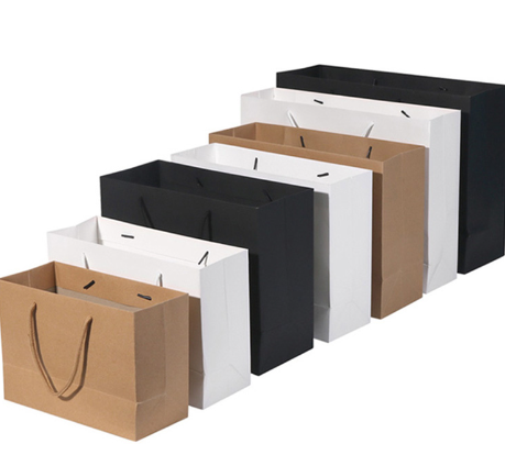 Luxury Boutique Packaging Custom Print Black Private Label Gift Paper Bag A4 Size