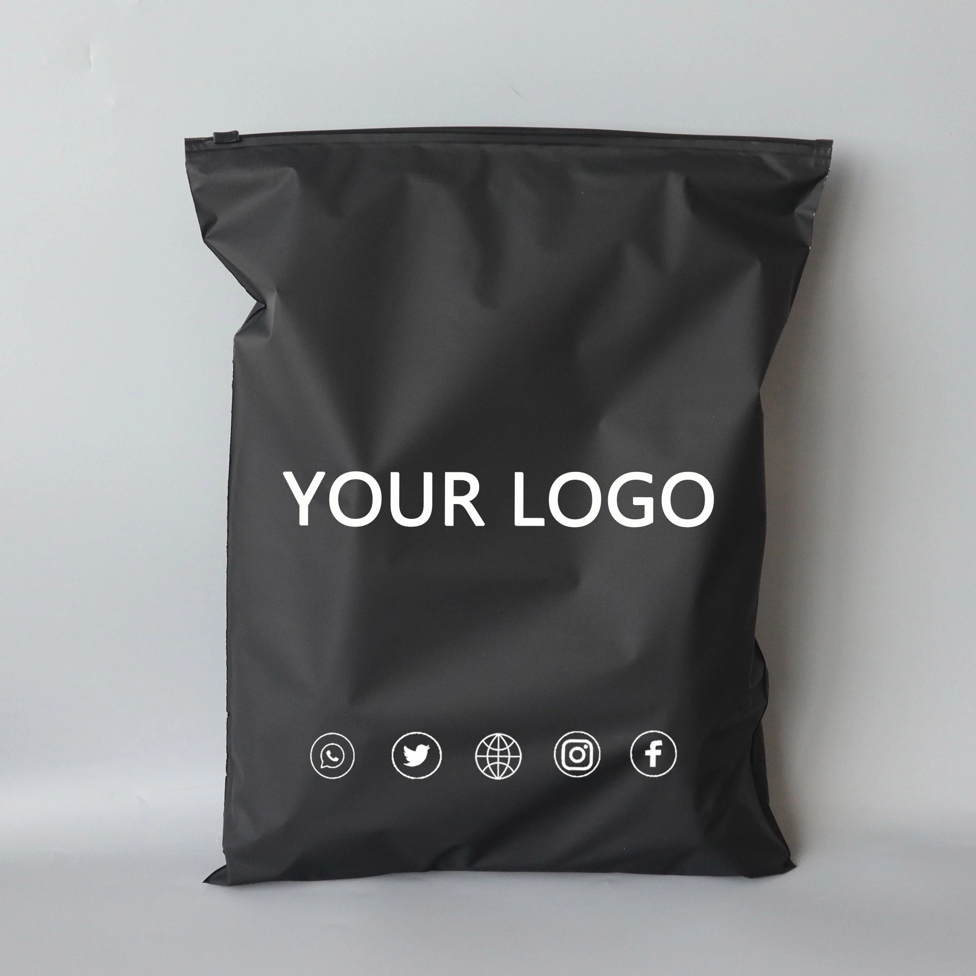 Wholesale Custom Packaging Printed Logo Self Sealing Shirt Clothes Zip Lock Clear Ziplock Plastic Zipper Frosted Clothing Bags