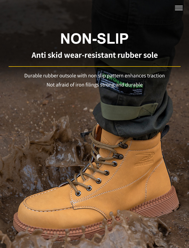 Wholesales Microfiber Leather PVC Rubber Safety Work Boots Cat Safety Shoes For Men