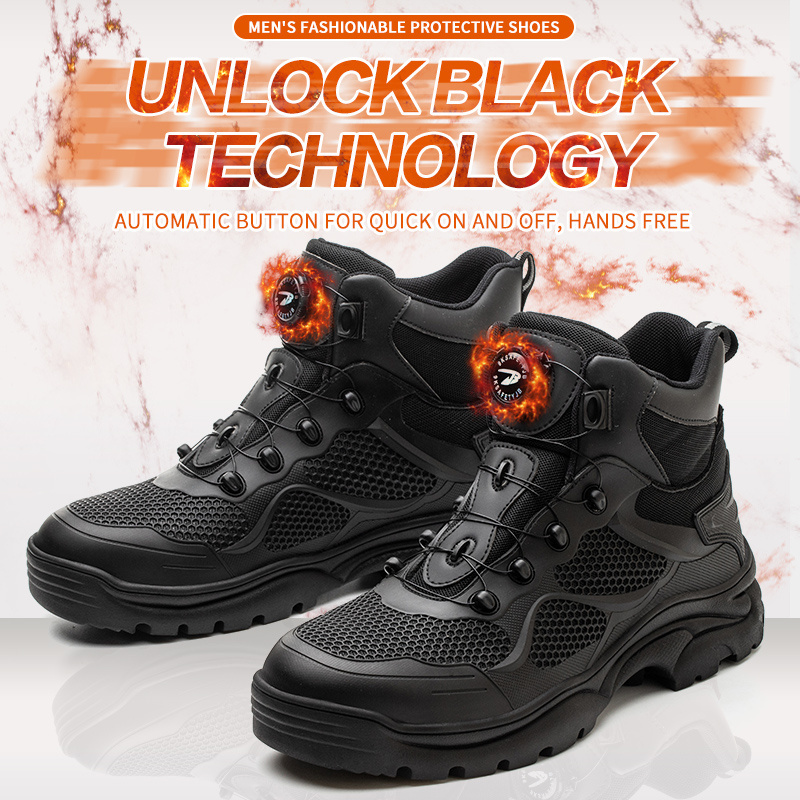 2023 New Rotary Steel Lace Working Casual Black Safety Shoes Safety Boots For Men