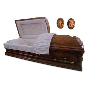 Customized Funeral Solid Chinese Toon Satin Almond Velvet Caskets And Coffins Wooden Caskets And Coffins