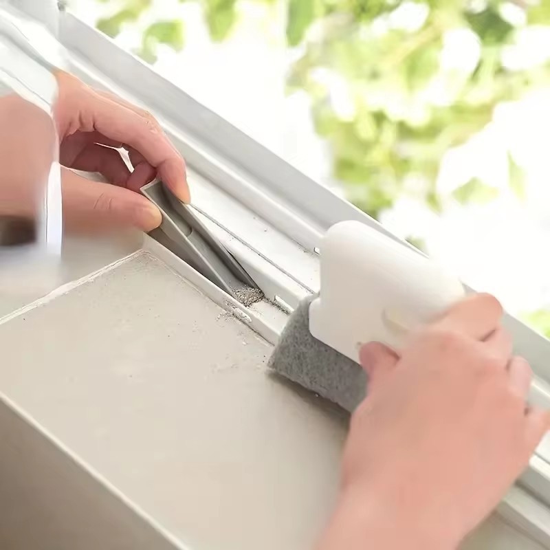 New 2-in-1 Groove Cleaning Tool Door Window Crevice Cleaning Brush Multi-Layer Window Blinds Gap Cleaning Brush