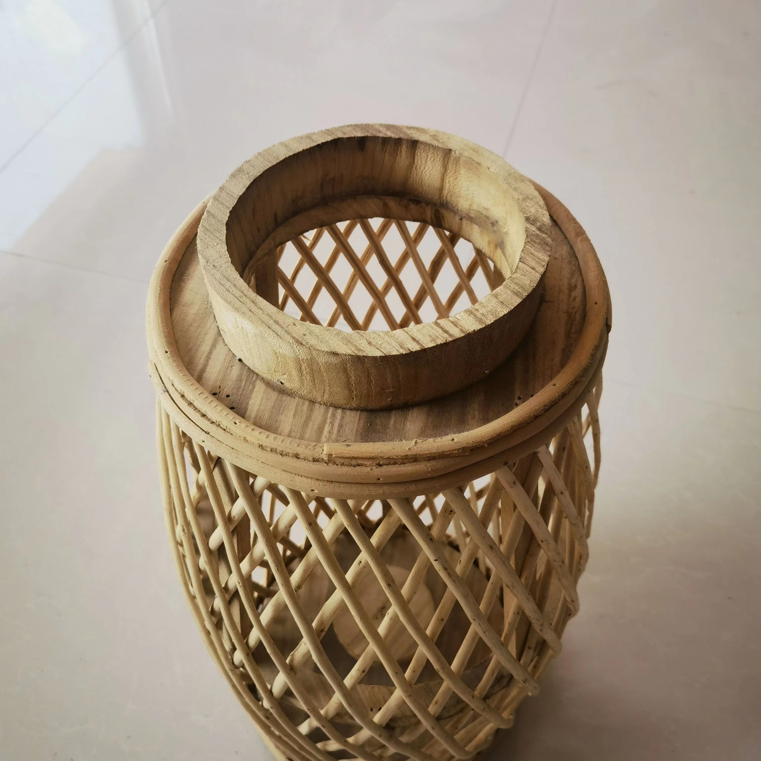 Home Decor Craft Natural Large Handmade Storm Lantern Wicker Willow Candle Lantern