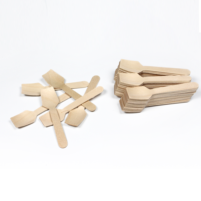 Little Wooden Ice Cream Spoons for Tasting, Sampling yogurt