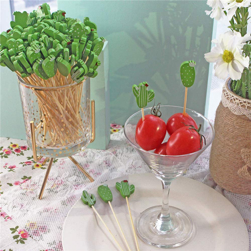 custom high quality disposable decorative wooden bamboo fruit cocktail fruit picks