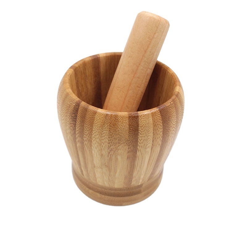 Hot sale new product bamboo Mortar And Pestle for Garlic Presses Masher