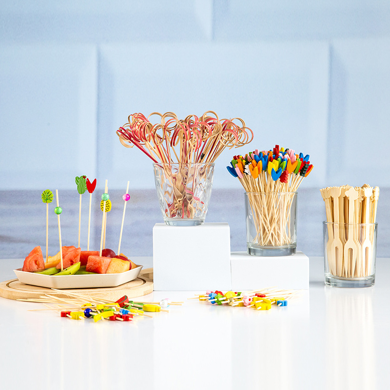 Hot sale Customized Decorative Bamboo Toothpick Cocktail Fruit Picks