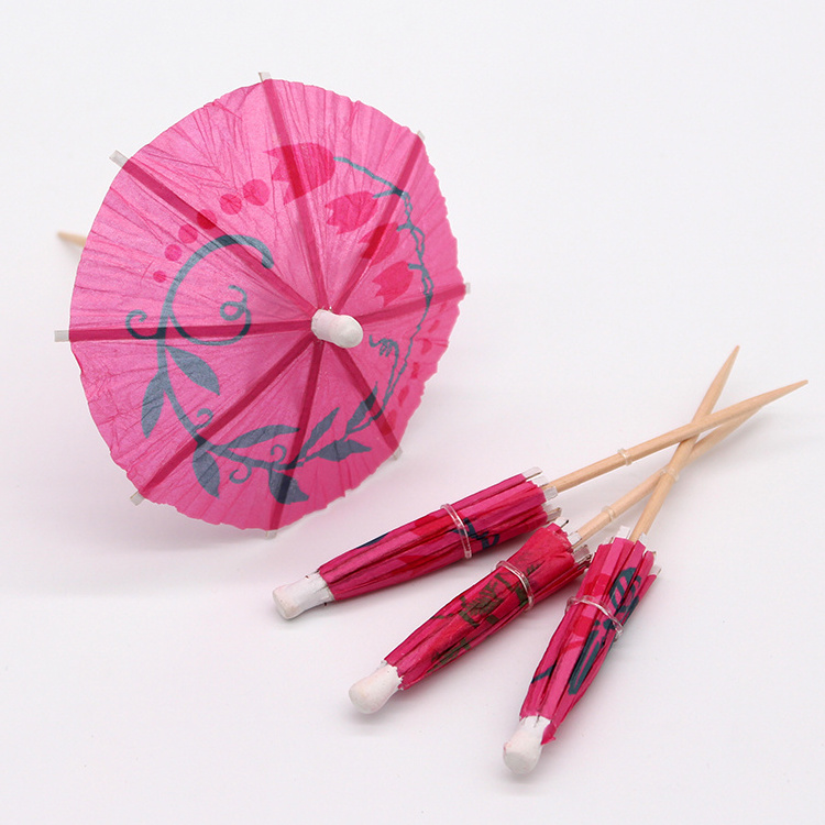 Natural Decorative Disposable Drink Cocktail Bamboo Umbrella Picks