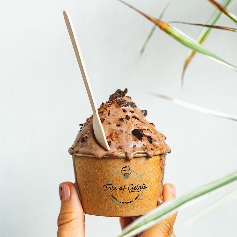 Little Wooden Ice Cream Spoons for Tasting, Sampling yogurt