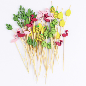 9/12/15cm Colorful Decorative Bamboo Fruit Pick Sandwich Bamboo Fork Picks