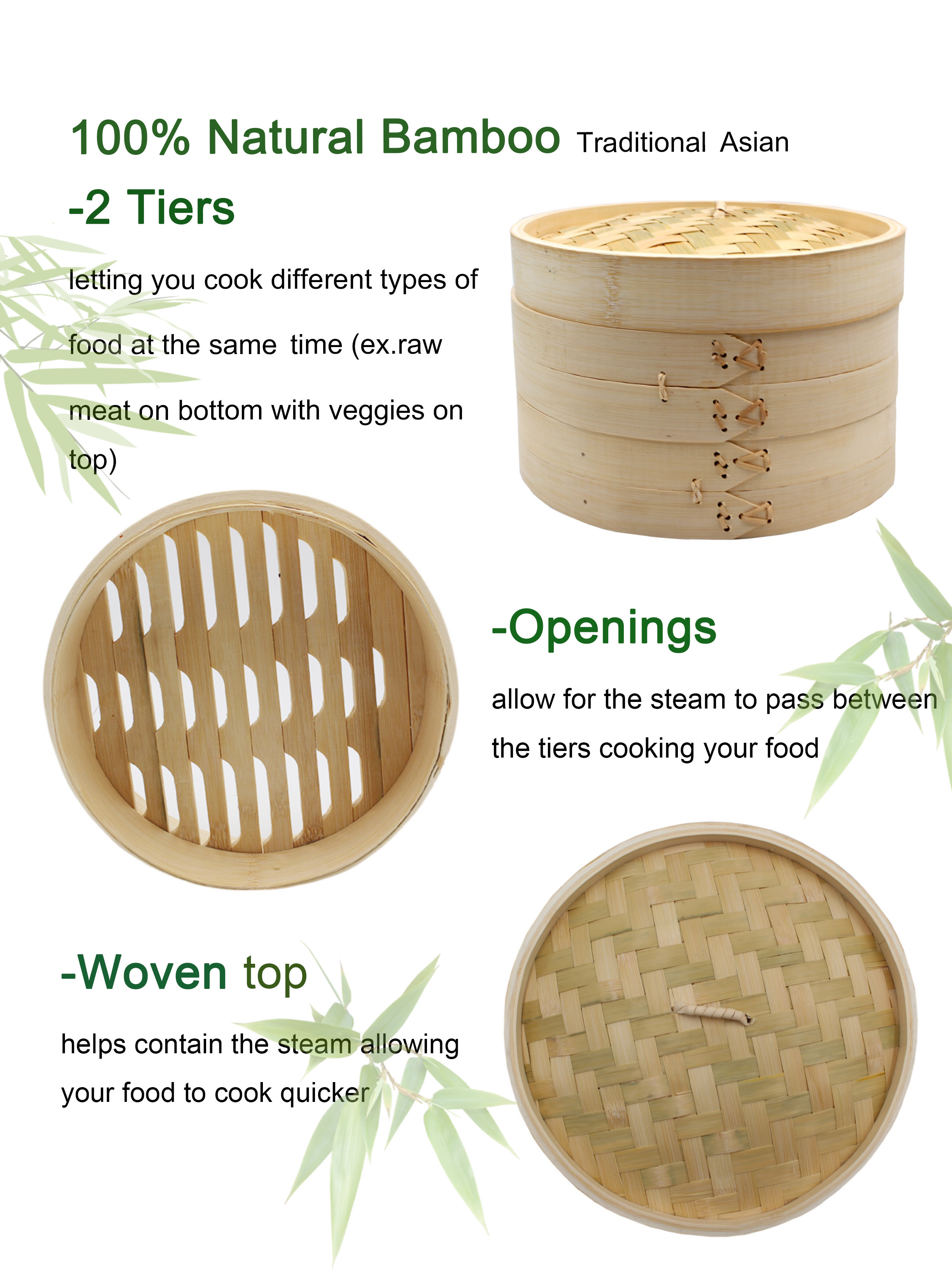 Wholesale Chinese Handmade Basket Favors Cookware Dim Sum Food Mini Bamboo Steamer