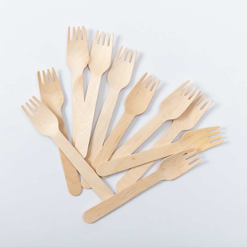 Factory wholesale disposable wooden forks biodegradable fork with custom design