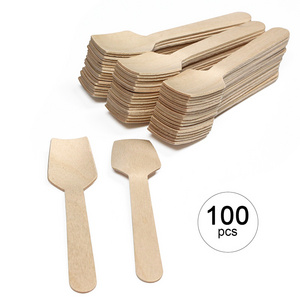 Little Wooden Ice Cream Spoons for Tasting, Sampling yogurt