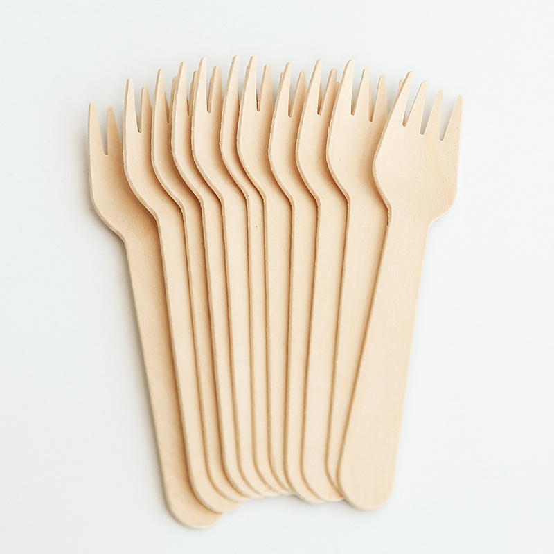 Factory wholesale disposable wooden forks biodegradable fork with custom design