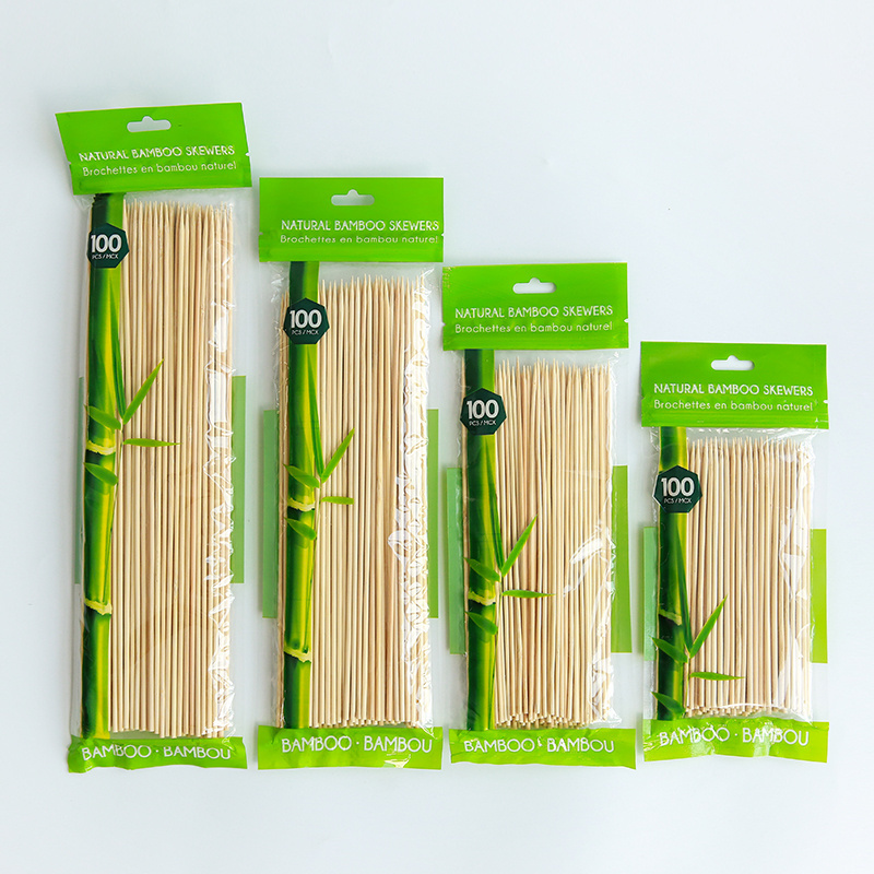 EVEN Wholesale Bamboo BBQ Meat Skewer Bamboo Stick Skewers with Polybag Packing