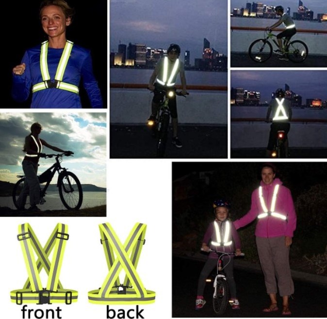 Reflective Vest Lightweight Straps with Elastic and Adjustable Holes Hi Vis Reflective Vest for Running