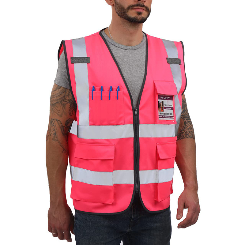 factory best quality customized logo class 3 construction hi-vis safety vests with pockets