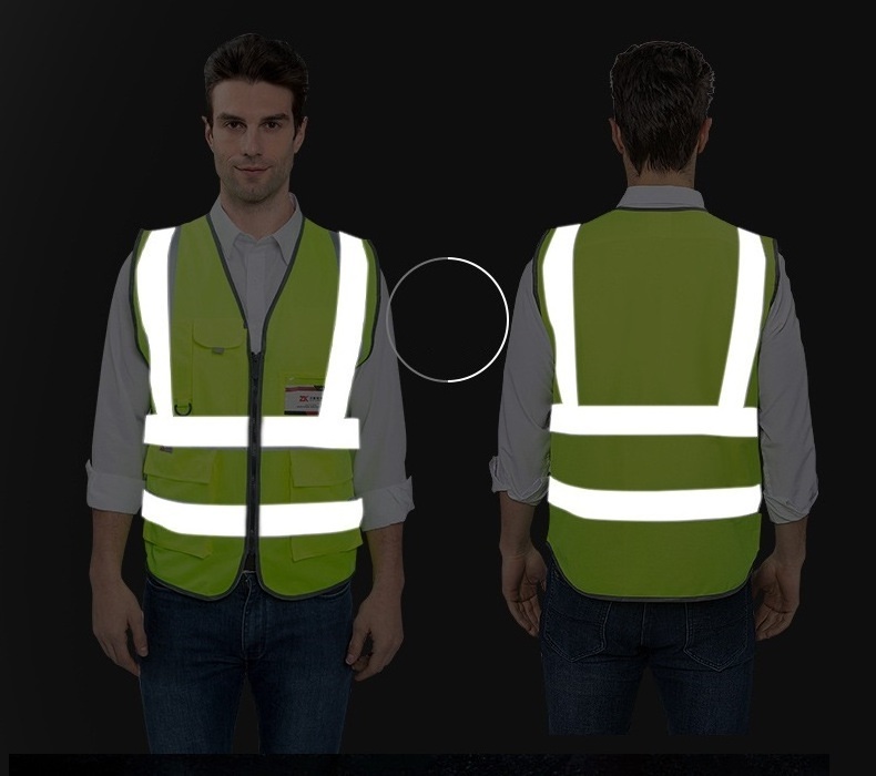 Reflective Vest Safety Strip Personal Security Multi Pocket Vest