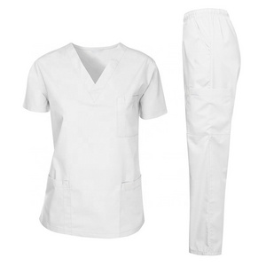 White Surgical Pajamas Doctor Smock Scrubs Uniform Nurse Scrubs Medical Clothing Scrub with Logo