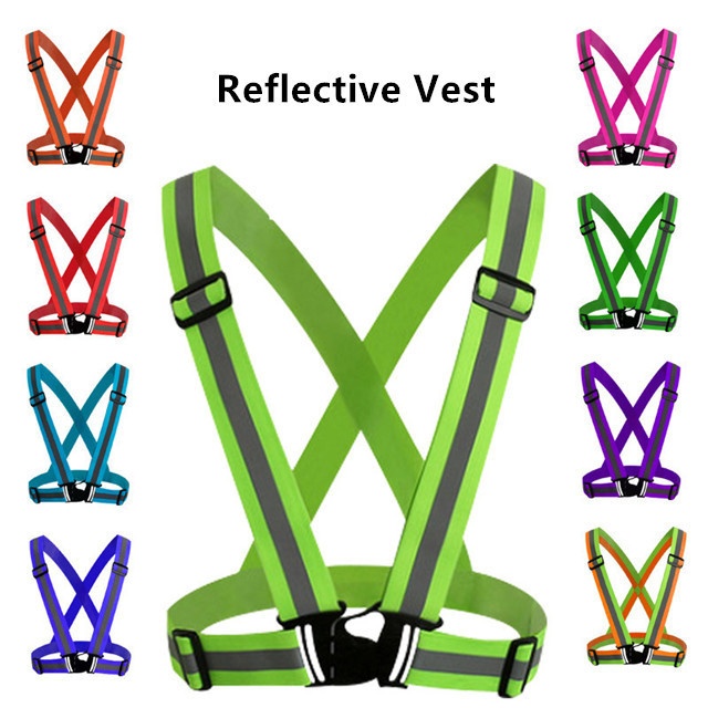 Reflective Vest Lightweight Straps with Elastic and Adjustable Holes Hi Vis Reflective Vest for Running