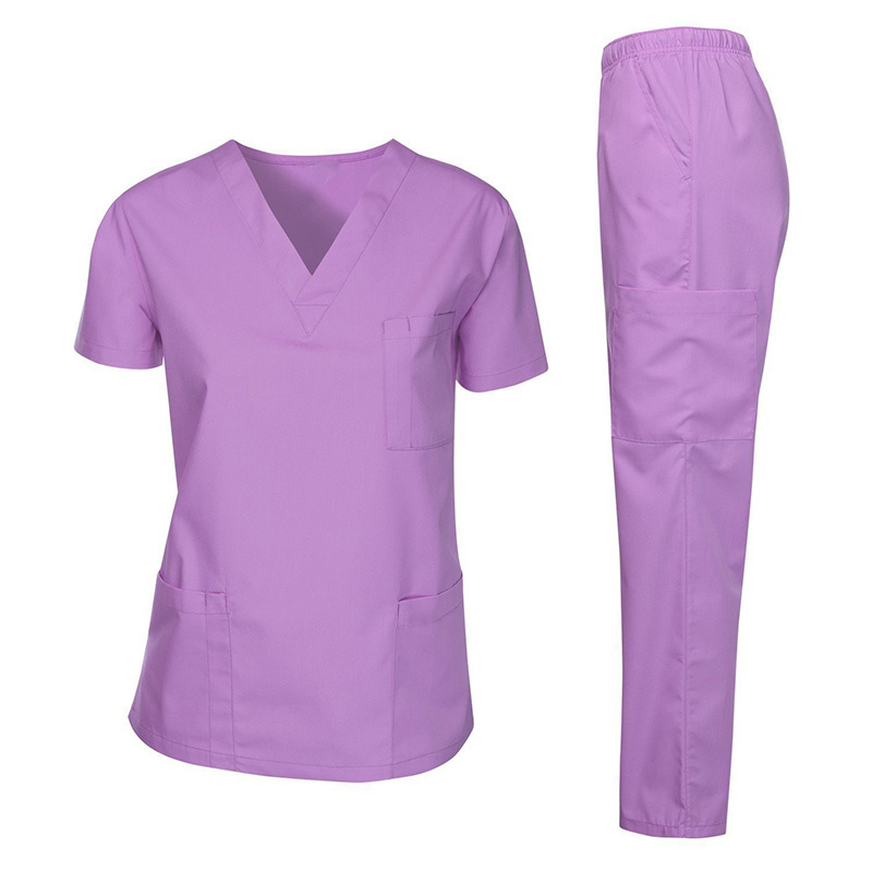 White Short Sleeve Joggers Medical Scrubs Sets Wholesale Custom Logo Nurse Hospital Uniforms Scrub Suit Top For Women Printed