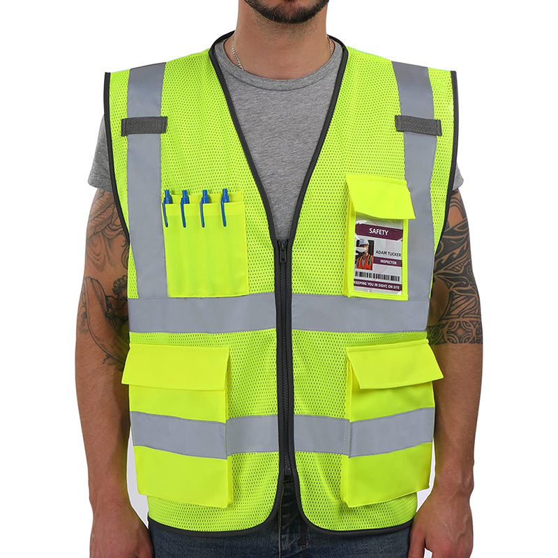 2022 Popular Safety Multi Pocket Security Vest Black Reflector Personal Protective Vest