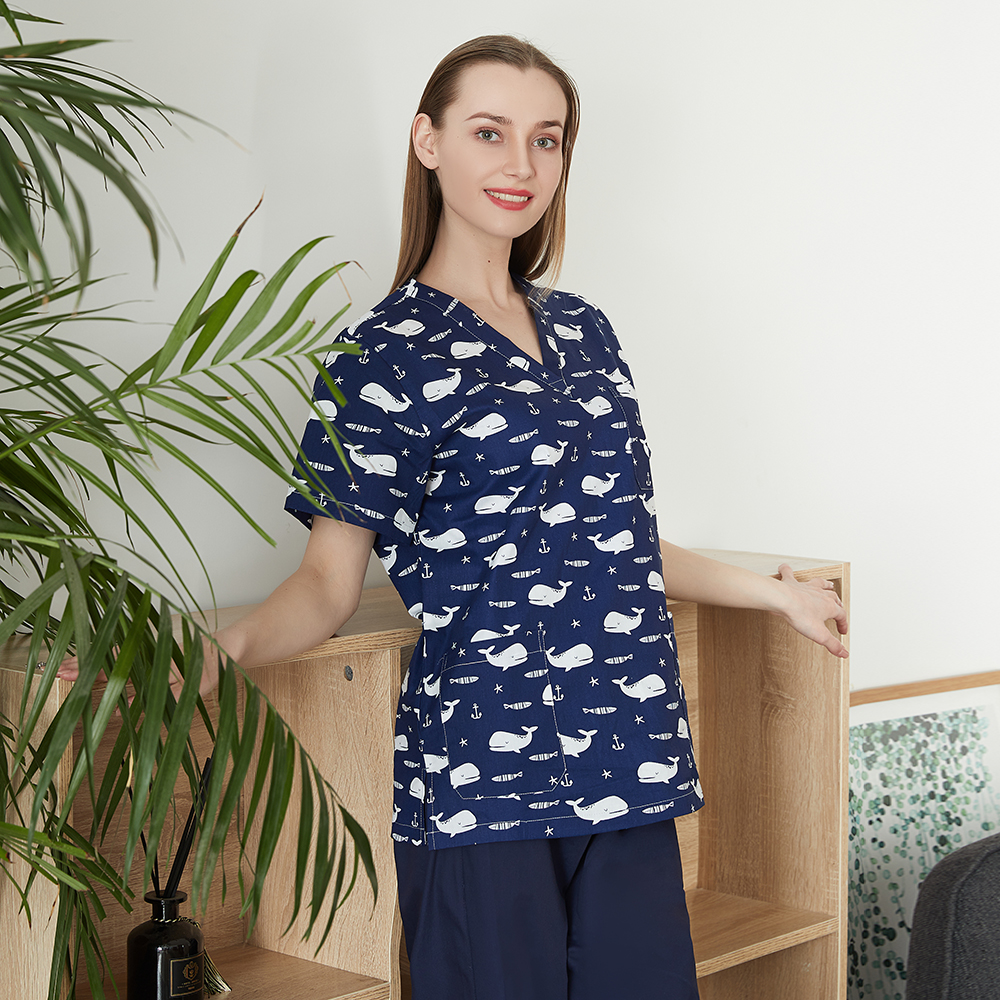 New Style OEM Customized Print Doctor Uniforms Medical Nursing Scrubs Uniform Clinic Scrub Sets Short Sleeve Tops Pants Uniform