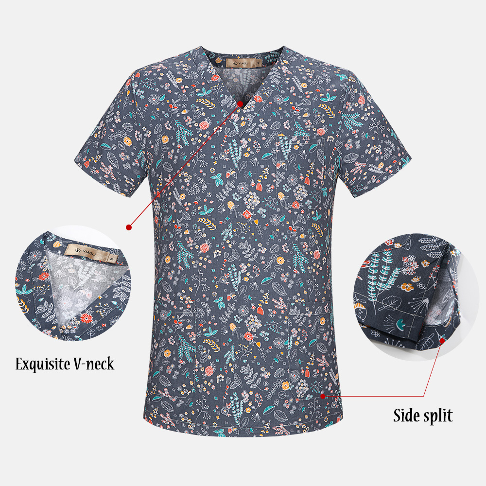 New Style OEM Customized Print Doctor Uniforms Medical Nursing Scrubs Uniform Clinic Scrub Sets Short Sleeve Tops Pants Uniform