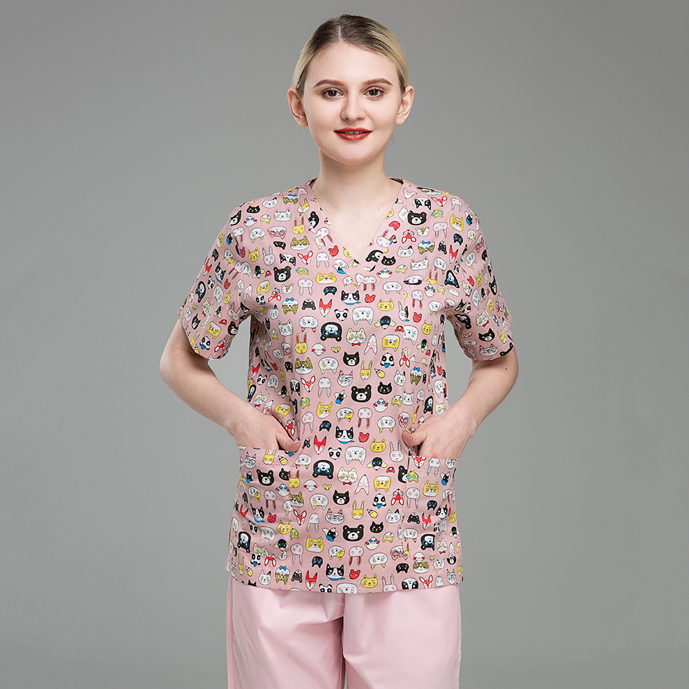 New Style OEM Customized Print Doctor Uniforms Medical Nursing Scrubs Uniform Clinic Scrub Sets Short Sleeve Tops Pants Uniform